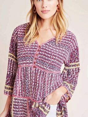 MAEVE byAnthropologie Lilyana Tiered Silk Blouse
